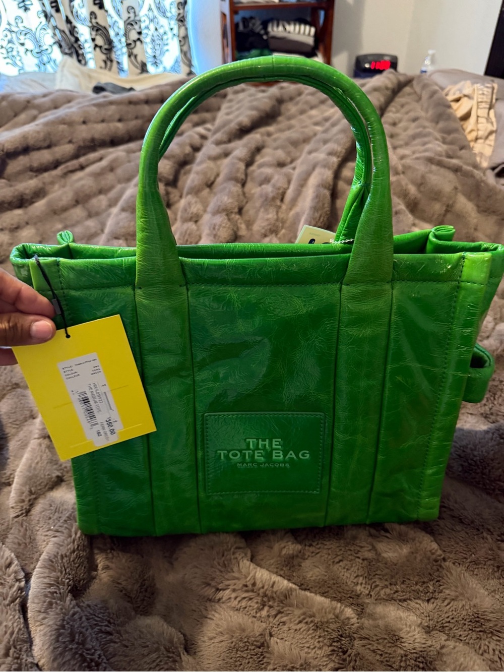 Marc Jacobs Bright Green The Tote Bag Mini Leather Tote